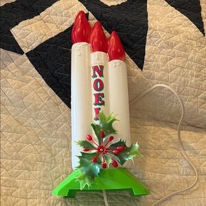 Vintage Empire 3 Candle blow mold table top Christmas 13”